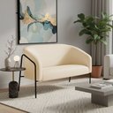 Ver imagem 1 de Sofá 2 Lugares Namoradeira Stella Base Industrial Alta Preta Suede Bege D03 - D’Rossi
