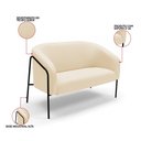 Ver imagem 3 de Sofá 2 Lugares Namoradeira Stella Base Industrial Alta Preta Suede Bege D03 - D’Rossi