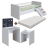 Kit Cama Montessoriana e Colchão com Mesa com Quadro e Banqueta Infantil Branco Spencer Shop Jm - 1