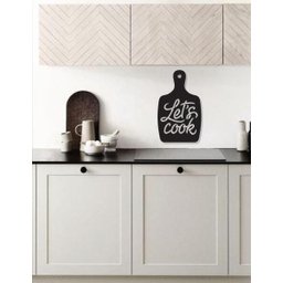 Quadro Tábua Let'S Cook Lettering Madeira Mdf Preto - 2