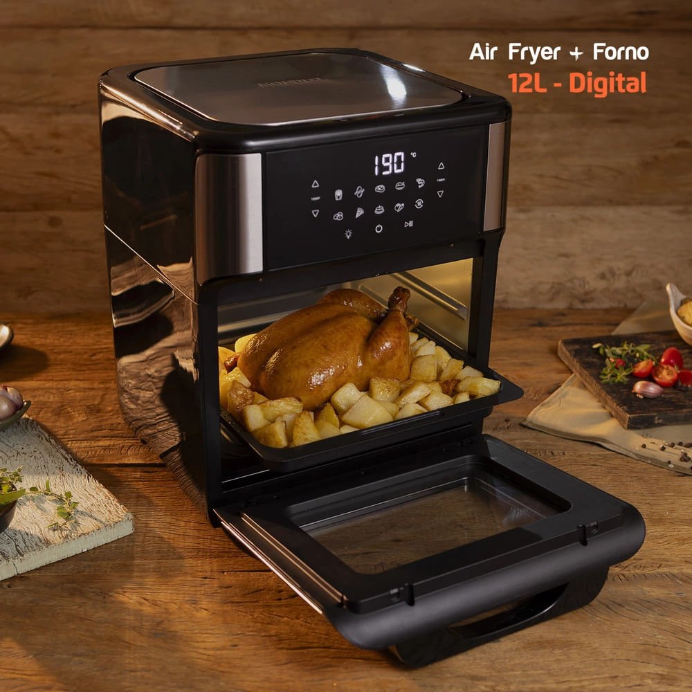 Fritadeira Elétrica Air Fryer Mondial Forno Oven Afon-12l-bi-bc 12l Preta/inox - 220v - 10