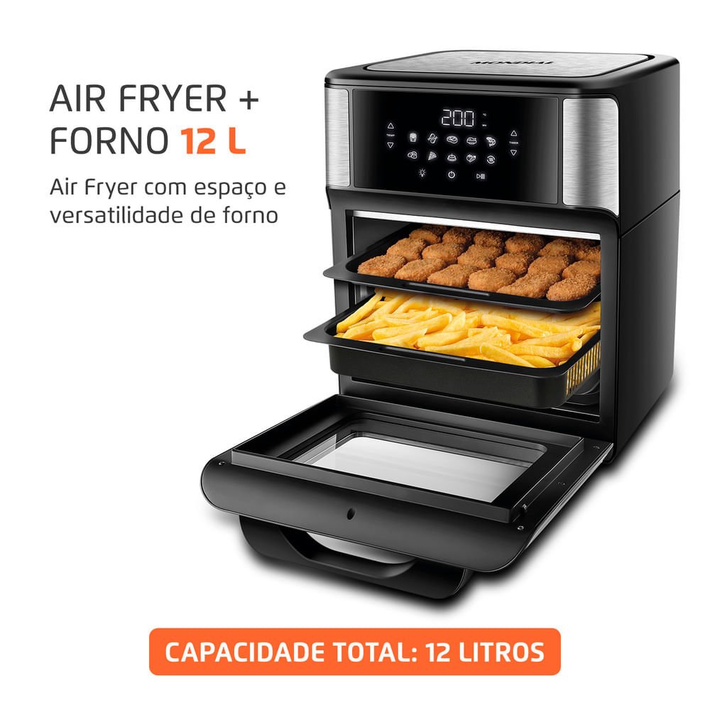 Fritadeira Elétrica Air Fryer Mondial Forno Oven Afon-12l-bi-bc 12l Preta/inox - 220v - 2