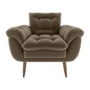 Ver imagem 3 de Poltrona Decorativa Confortável Pés em Madeira Maciça Xangai Veludo Capuccino Matrix