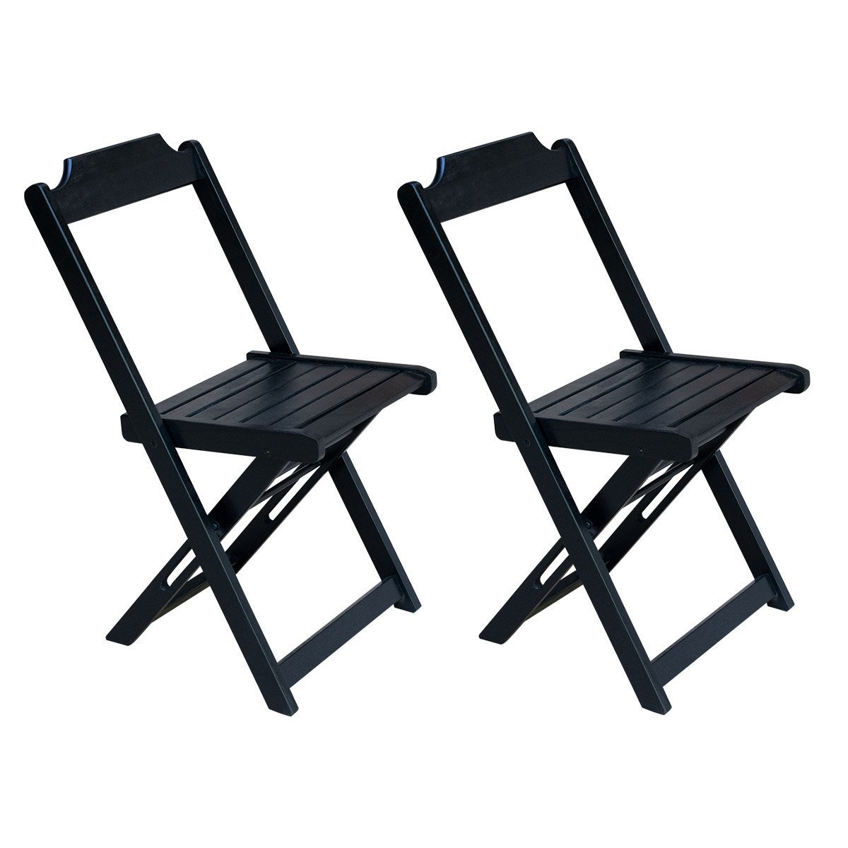 Conjunto de Mesa Dobravel com 2 Cadeiras de Madeira 70x70 - Preto - 2