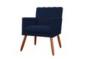 Ver imagem 3 de Kit Namoradeira + 1 Poltrona Decorativa Cecília Suede Azul Marinho Pés Madeira Mz Decor