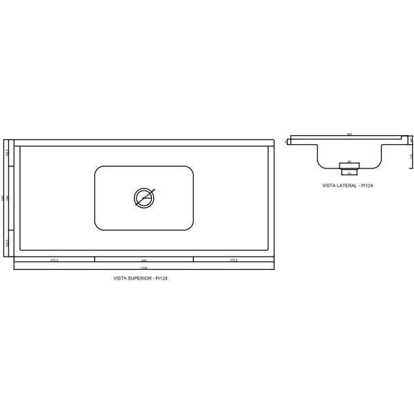 Pia para Cozinha em Marmore síntetico e Cuba em Inox 120cm X 54cm DVG Decoralita - 3