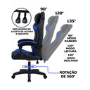 Ver imagem 2 de Cadeira Gamer Escritório Reclinável Ergonômica Giratória com Rodinhas X-on - Azul