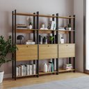 Ver imagem 3 de Estante para Livros 1 Porta 5 Prateleiras Estilo Industrial Lâmina Mel/Preto - BRV Móveis