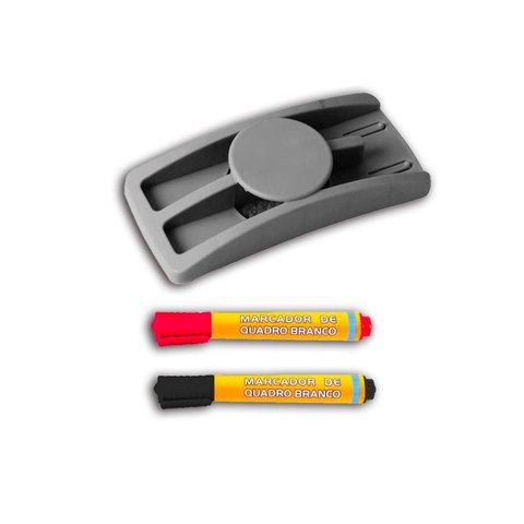 CONJ Apagador plástico para quadro branco com porta canetas R 9074 Stalo + 2 Marcadores para quadro 