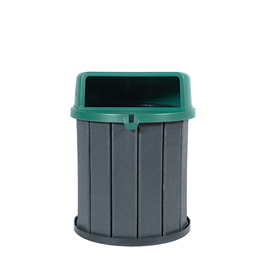 Lixeira Madeira Plástica 75 Litros - 50 Cm:cinza/verde - 1