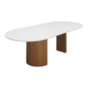 Ver imagem 1 de Mesa de Jantar Flórida Oblongo - Amêndoa - Tampo 180x90cm Branco/vidro Off-white
