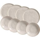 Ver imagem 1 de Kit 4 Pratos Fundos 22cm e 4 Rasos 27cm Cerâmica Off White Bio Latte Mesa Jantar Porto Brasil