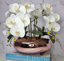 Ver imagem 1 de Arranjo Com 4 Orquídeas Branca Vaso Rose 28cm