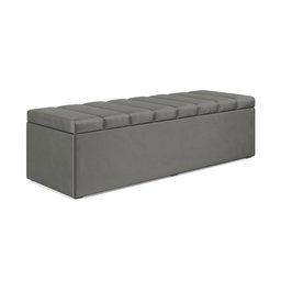 Calçadeira Baú Navi 140 para Cama de Casal N-023 Veludo Cinza Claro Aradecor - 3