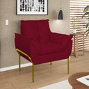 Ver imagem 6 de Kit 2 Poltronas + Namoradeira Pé Metal Dourado Recepção Sala Vermelho