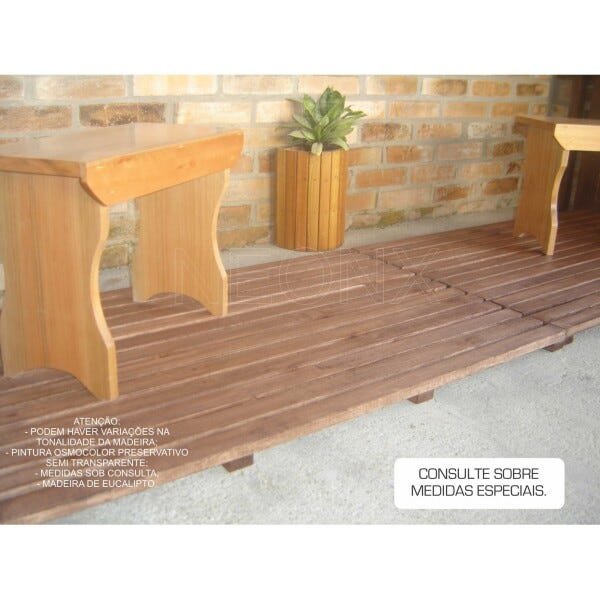 Deck De Madeira Chuveiro Box Banheiro Capacho 105x76 cm Pintado - Verniz Mogno UV - 6