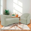 Ver imagem 2 de Kit Sofá Curvo França 160cm Ld. e Poltrona Luiza Max Conforto, Bouclé Verde Oliva