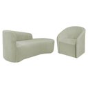 Ver imagem 1 de Kit Sofá Curvo França 160cm Ld. e Poltrona Luiza Max Conforto, Bouclé Verde Oliva