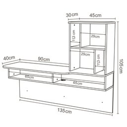 Escrivaninha Suspensa Lilac 135cm Preto Fosco Colibri Moveis - 5