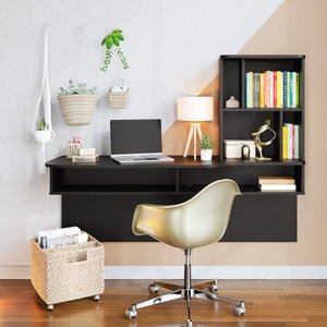 Escrivaninha Suspensa Lilac 135cm Preto Fosco Colibri Moveis