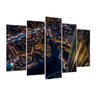 Quadro Decorativo Mosaico 5 Peças Mod792 Cidade Noite Luzes - 1