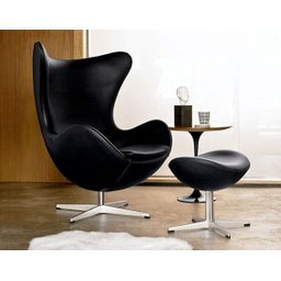 Poltrona Egg Arne Jacobsen Base Aluminio Relax com Trava com Puff Egg, 100% Nacional - 1