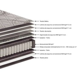 Colchão Solteiro Ecoflex Molas Ensacadas Relax Adorabile Marrom 26x88x188 - 3