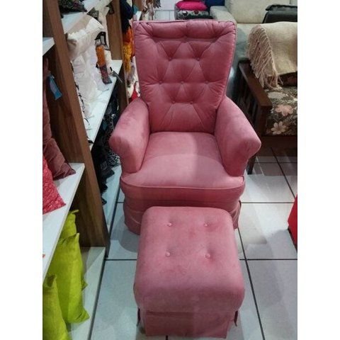 Poltrona Balanço Liz Bella Com Puff Rosa J77 Mahler Estofados