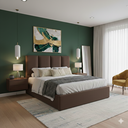 Ver imagem 1 de Cabeceira Cama Box Casal Estofada V4 Suede Marrom 1,40 Rbl