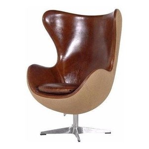 Poltrona Egg Arne Jacobsen Bicolor Base Aluminio Relax com Trava, 100% Nacional