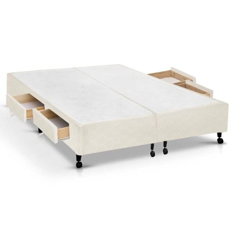 Cama Base c/Aux 4 Gavetas King Castor Poli Clean 193x203x27