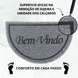 Capacho Tapete Porta Entrada Meia Lua 38x60 Bem Vindo Cinza - 6