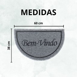 Capacho Tapete Porta Entrada Meia Lua 38x60 Bem Vindo Cinza - 4