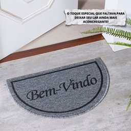 Capacho Tapete Porta Entrada Meia Lua 38x60 Bem Vindo Cinza - 2