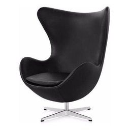 Poltrona Egg Arne Jacobsen Preta Base Aluminio Relax com Trava, 100% Nacional - 1