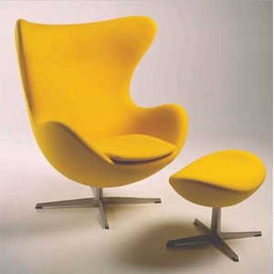 Poltrona Egg Arne Jacobsen Base Aluminio Relax com Trava com Puff Egg, 100% Nacional