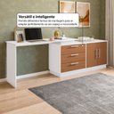 Ver imagem 5 de Mesa Escrivaninha com Cômoda com 3 Gavetas e 2 Portas American Branco/com Freijó