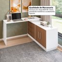 Ver imagem 4 de Mesa Escrivaninha com Cômoda com 3 Gavetas e 2 Portas American Branco/com Freijó