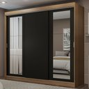 Ver imagem 1 de Guarda-Roupa Casal Madesa Kansas 3 Portas de Correr com Espelhos 3 Gavetas Rustic/Preto Cor:Rustic/P