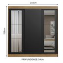 Ver imagem 3 de Guarda-Roupa Casal Madesa Kansas 3 Portas de Correr com Espelhos 3 Gavetas Rustic/Preto Cor:Rustic/P