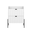 Ver imagem 1 de Mesa de Cabeceira para Quarto Pequeno Moriah 45cm Branco com Pés Preto