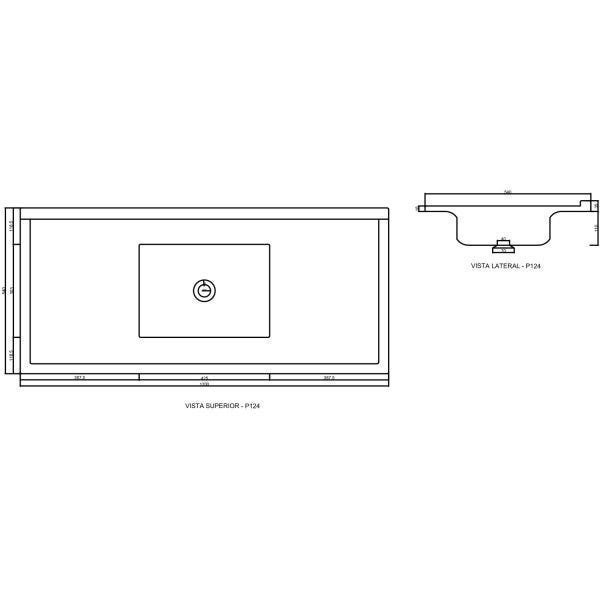 Pia para Cozinha em Marmore síntetico 120cm X 54cm Premium DVG Decoralita - 2