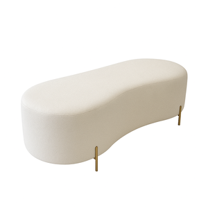Puff Calçadeira Sala Recamier Orgânico 1,60 Cm Boucle Bege - Montanaris Decor