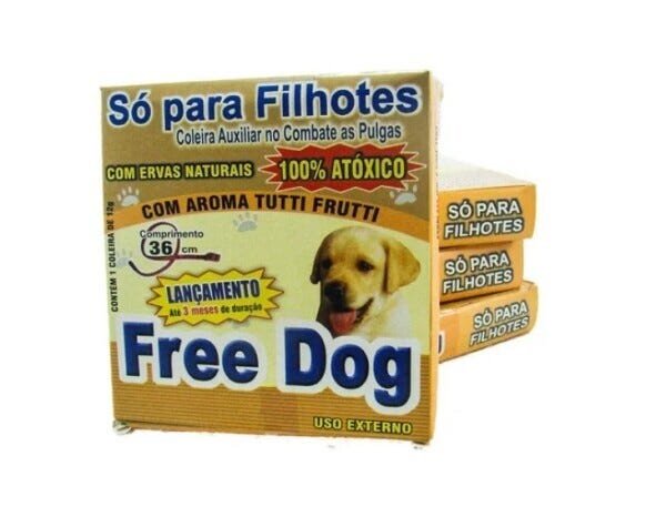 Kit 2 Coleira Natural Antipulgas 36cm Free Dog Cães Filhote - 2
