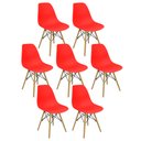 Ver imagem 3 de Kit 7 Cadeiras Charles Eames Eiffel Wood Design Vermelho