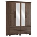 Ver imagem 2 de Guarda Roupa Bipartido 4 Portas Madeira Maciça Naipe 4 Gavetas Café - G74 - Gran Belo