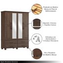 Ver imagem 3 de Guarda Roupa Bipartido 4 Portas Madeira Maciça Naipe 4 Gavetas Café - G74 - Gran Belo