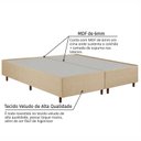 Ver mais imagens de Kit Cama Box King + Cabeceira Estofada em Madeira Maciça Curva Provençal com Capitonê Bege/Veludo