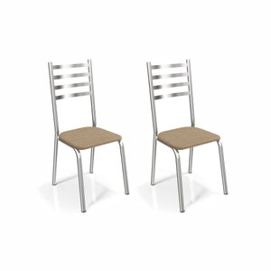 Kit com 2 Cadeiras Estofadas Alemanha Cromada 2c086cr Kappesberg Crome - Cromado/capuccino