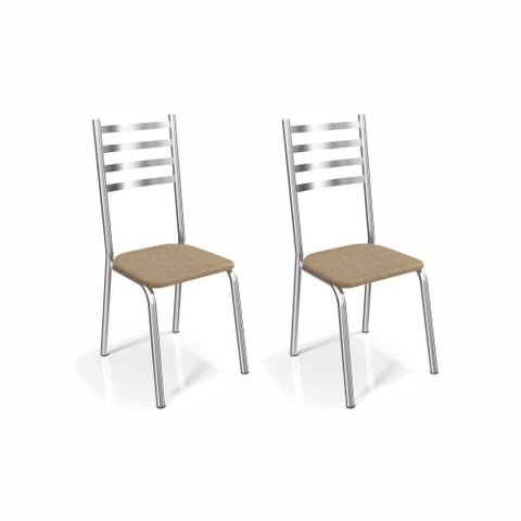 Kit com 2 Cadeiras Estofadas Alemanha Cromada 2c086cr Kappesberg Crome - Cromado/capuccino